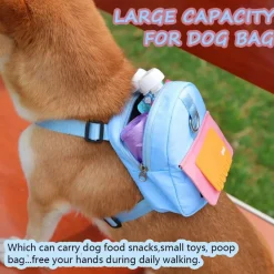 DTOPBUYAGE - Harnais pour chien avec sac à dos - bleu