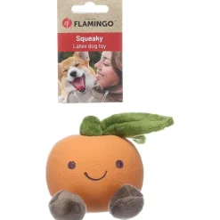 DTOPBUYAGE - Jouet chien flamingo orange latex couineur 11,5x11,5x9,7cm