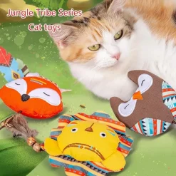DTOPBUYAGE - Jouet teaser pour chats peluche 3 pièces pour exercice dentition
