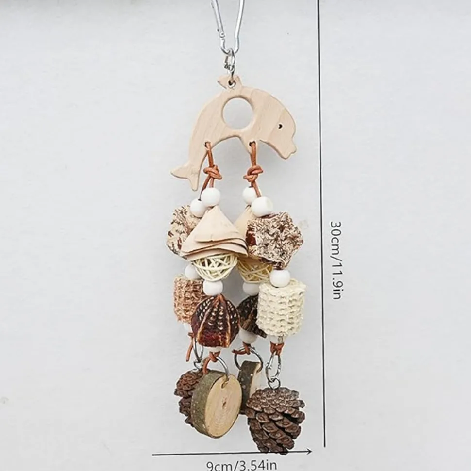 DTOPBUYAGE - Jouets mâcher perroquet naturel lot de 2