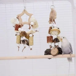 DTOPBUYAGE - Jouets mâcher perroquet naturel lot de 2