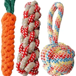 DTOPBUYAGE - Lot 3 jouets corde durables pour chiens orange