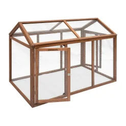 Enclos pour poulailler en bois chabo. 6 poules. Parc grillagé pour poules. Extension