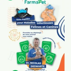 FARMAPET - Test rapide 2 en 1 détection maladie respiratoires du chat - farmapet 1 test