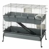 FERPLAST - Cage deux étages pour lapins rabbit 120 double, face avant ouvrable, support et accessoires inclus