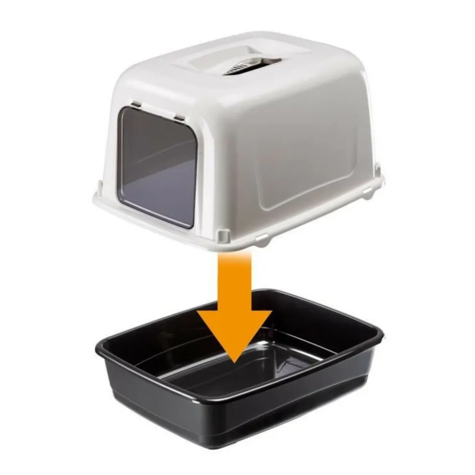 FERPLAST - Maison de toilette pour chat clear cat 10 - plastique - filtre a charbon actif - porte - ferplast