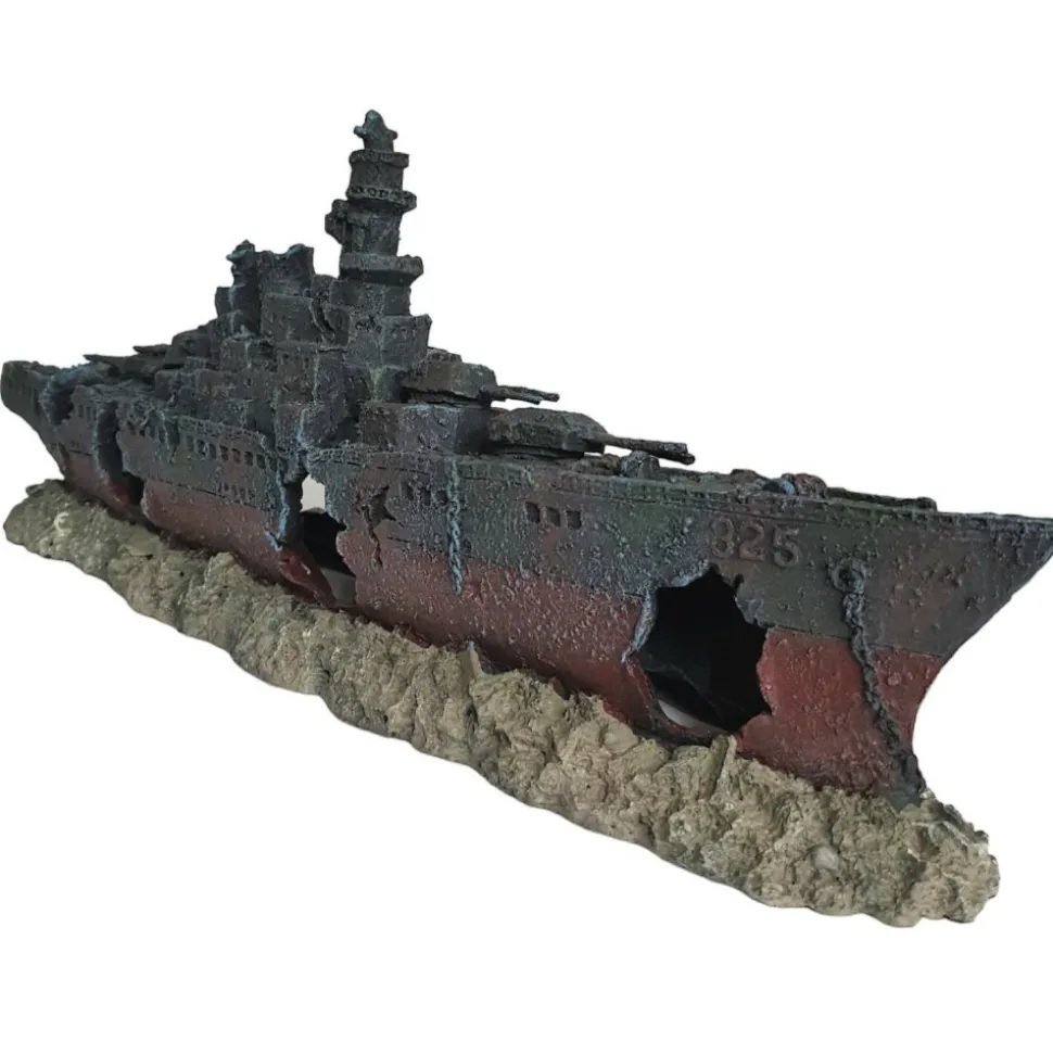 FLAMINGO - Bateau épave 48.5 x 10 x h 19cm, décoration aquarium