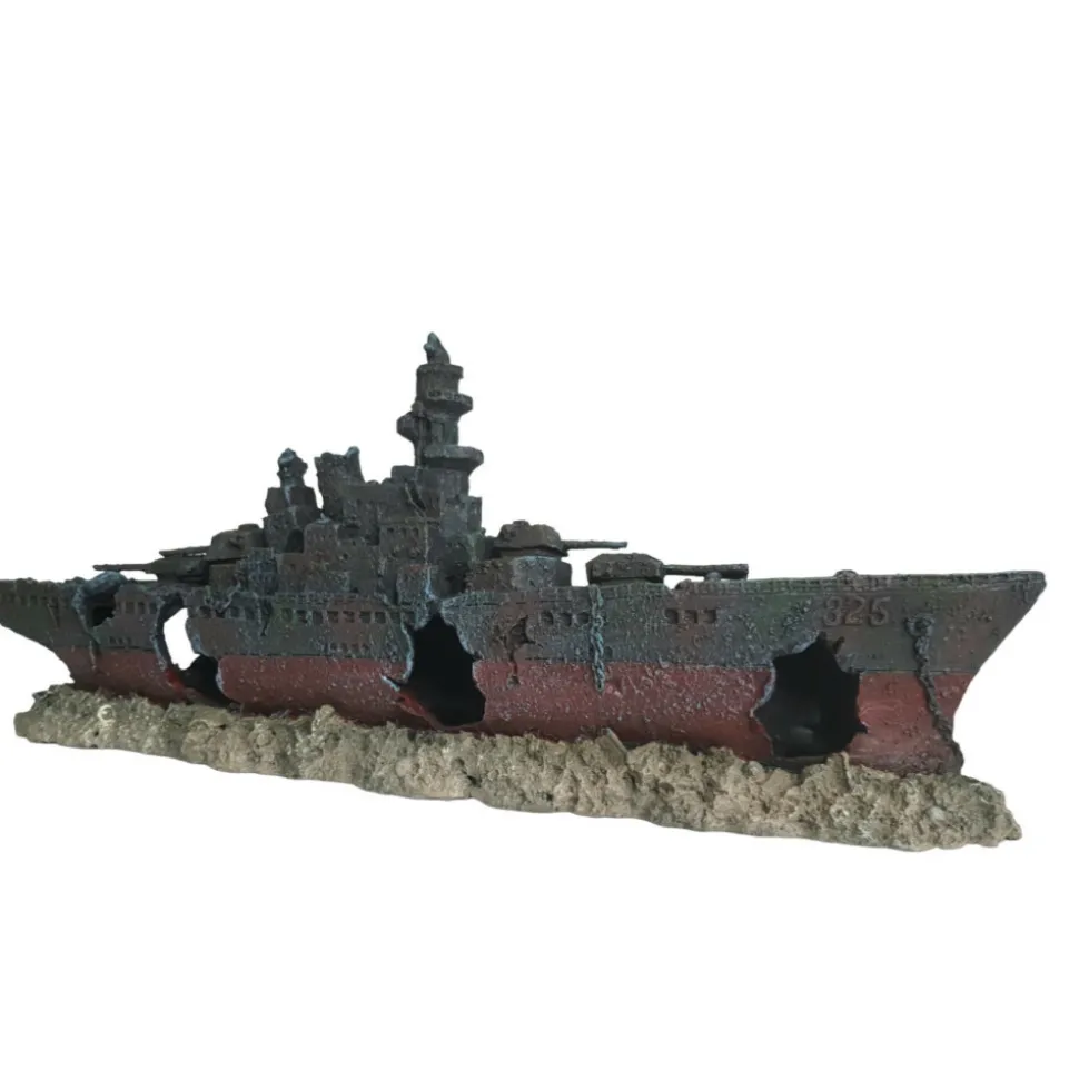 FLAMINGO - Bateau épave 48.5 x 10 x h 19cm, décoration aquarium