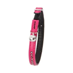 FLAMINGO - Collier 30 cm x 11 mm rose avec strass et clochette pour chat