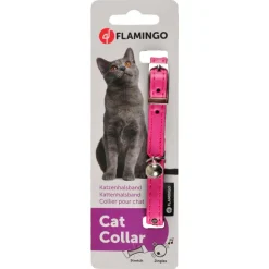 FLAMINGO - Collier 30 cm x 11 mm rose avec strass et clochette pour chat