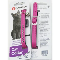 FLAMINGO - Collier 30 cm x 11 mm rose avec strass et clochette pour chat