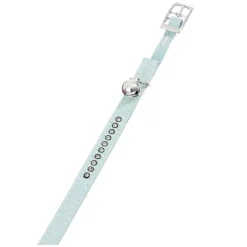 FLAMINGO - Collier 30 cm x 11 mm bleu clair avec strass et clochette pour chat