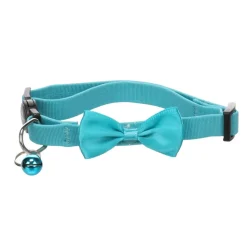 FLAMINGO - Collier avec nœud castor turquoise 20 – 35 cm pour chat