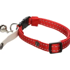 FLAMINGO - Collier jaggo rouge avec bande "my home" pour chat