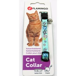 FLAMINGO - Collier réglable de 20 à 35 cm turquoise avec motif souris pour chat