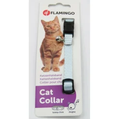 FLAMINGO - Collier réglable de 19 à 30 cm bleu clair avec clochette. Pour chat