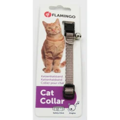 FLAMINGO - Collier réglable de 19 à 30 cm. Taupe avec clochette. Pour chat.