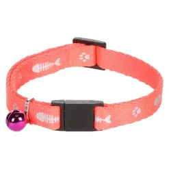 FLAMINGO - Collier réglable de 20 à 35 cm rose motif poisson + clochette pour chat