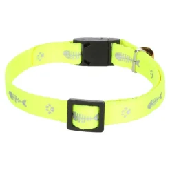FLAMINGO - Collier réglable de 20 à 35 cm jaune motif poisson + clochette pour chat