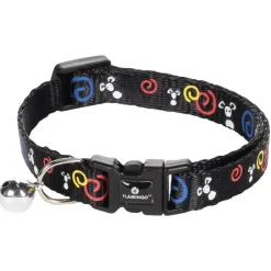 FLAMINGO - Collier réglable de 20 à 35 cm noir avec motif souris pour chat