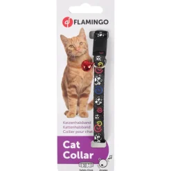 FLAMINGO - Collier réglable de 20 à 35 cm noir avec motif souris pour chat