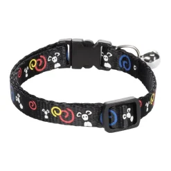 FLAMINGO - Collier réglable de 20 à 35 cm noir avec motif souris pour chat