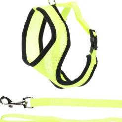 FLAMINGO - Harnais avec laisse jaune fluo pour grand chat