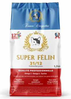 FRANCE CROQUETTES - Croquette pour chat adulte super felin 31/12 – 1,5kg – non sterilisé – france croquettes