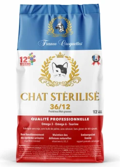 FRANCE CROQUETTES - Croquette pour chat adulte sterilise 36/12 – 12kg – chat adulte sterilisé – france croquettes