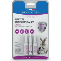 FRANCODEX - 3 pipettes antiparasitaires protection renforcée pour rongeurs