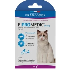 FRANCODEX - Fipromedic 50mg pour chat : 4 pipettes de 0,5ml