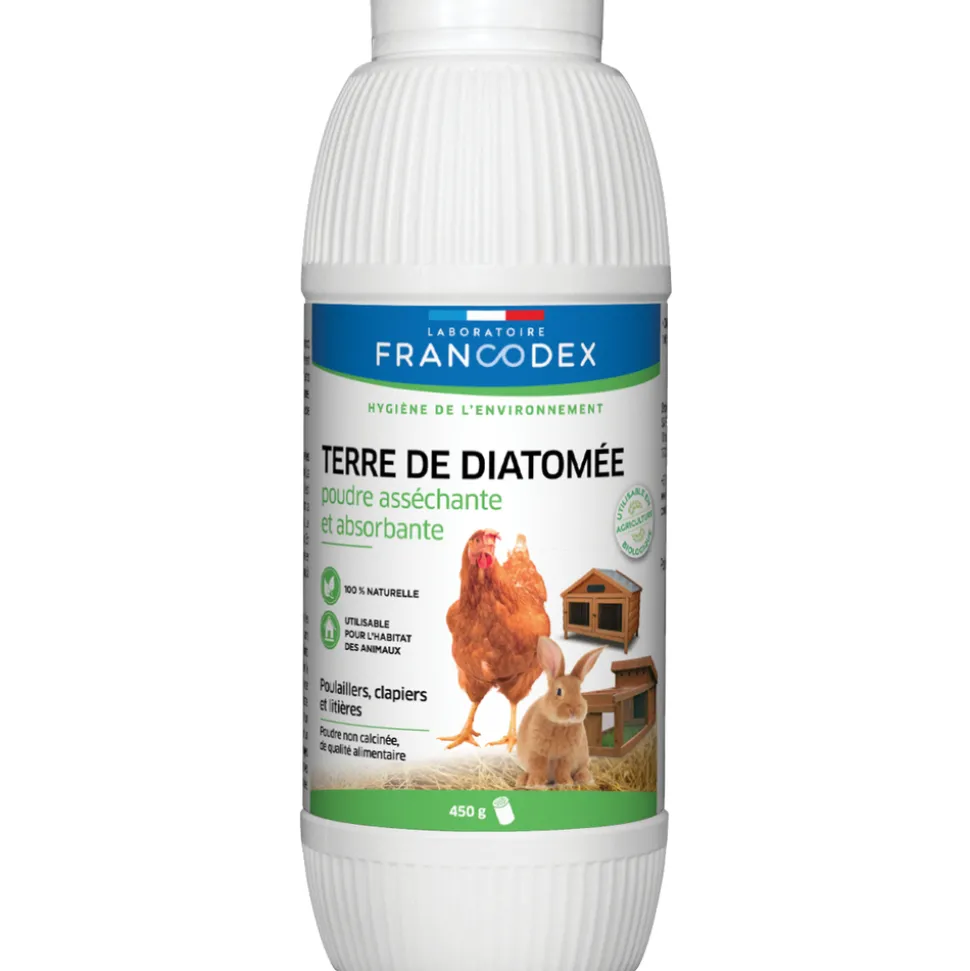 FRANCODEX - Poudre de terre de diatomée pour poulaillers et clapiers 450g