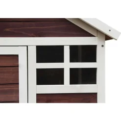 HABRITA - Poulailler en bois bicolore pour 3 poules avec pondoir - 122x63x92 cm