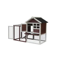 HABRITA - Poulailler en bois bicolore pour 3 poules avec pondoir - 122x63x92 cm