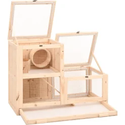 HELLOSHOP26 - Cage à hamster 81 x 40 x 60 cm bois massif de sapin marron