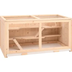 HELLOSHOP26 - Cage à hamster 89,5 x 45 x 45 cm bois massif de sapin marron