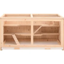 HELLOSHOP26 - Cage à hamster 89,5 x 45 x 45 cm bois massif de sapin marron