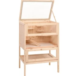 HELLOSHOP26 - Cage à hamster 55 x 40 x 80 cm bois massif de sapin marron