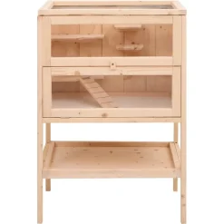 HELLOSHOP26 - Cage à hamster 55 x 40 x 80 cm bois massif de sapin marron