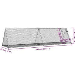 HELLOSHOP26 - Cage à lapin argenté 400 x 105 x 91 cm acier galvanisé argent