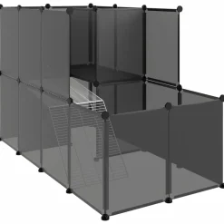 HELLOSHOP26 - Cage pour petits animaux 142 x 74 x 93 cm pp et acier noir