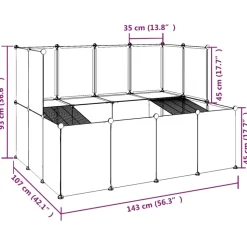 HELLOSHOP26 - Cage pour petits animaux 143 x 107 x 93 cm pp et acier noir
