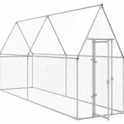 HELLOSHOP26 - Cage pour poules argenté 400 x 100 x 190 cm acier galvanisé argent