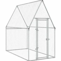 HELLOSHOP26 - Cage pour poules argenté 200 x 100 x 190 cm acier galvanisé argent