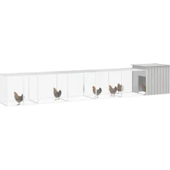 HELLOSHOP26 - Cage pour poules 600 x 91 x 100 cm acier galvanisé gris