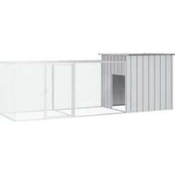 HELLOSHOP26 - Cage pour poules 300 x 91 x 100 cm acier galvanisé gris