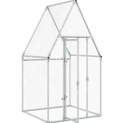 HELLOSHOP26 - Cage pour poules argenté 100 x 100 x 190 cm acier galvanisé argent