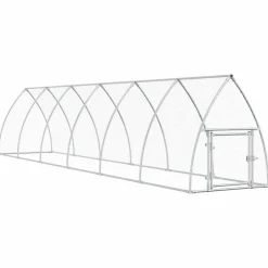 HELLOSHOP26 - Cage pour poules argenté 600 x 105 x 120 cm acier galvanisé argent
