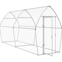 HELLOSHOP26 - Cage pour poules argenté 400 x 105 x 182 cm acier galvanisé argent