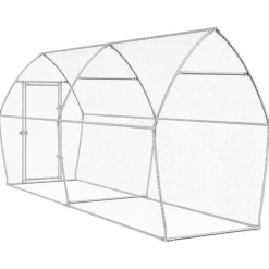 HELLOSHOP26 - Cage pour poules argenté 400 x 105 x 182 cm acier galvanisé argent